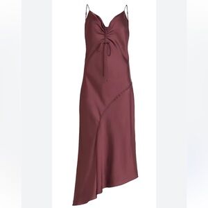ALLSAINTS Elegant Asymmetrical Alexia Burgundy Slip Dress- Size 8 NWOT